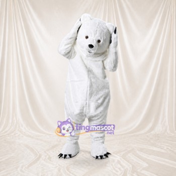Yéti Fantastique Sculpté Blanc Costume de mascotte intégral pour adultes Événements scolaires