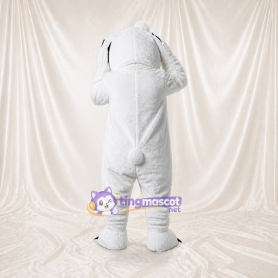 White Sculpted Fantasy Yeti Mascot Costume Full Body for Adults School Events