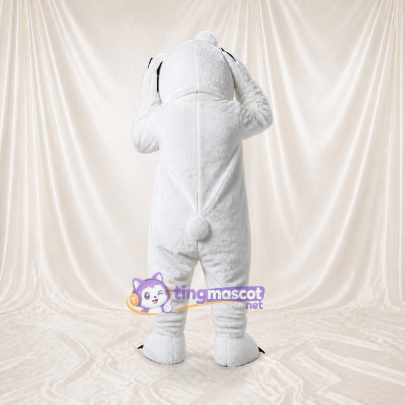 White Sculpted Fantasy Yeti Mascot Costume Full Body for Adults School Events