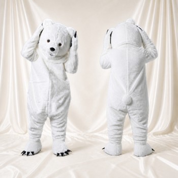 Yéti Fantastique Sculpté Blanc Costume de mascotte intégral pour adultes Événements scolaires