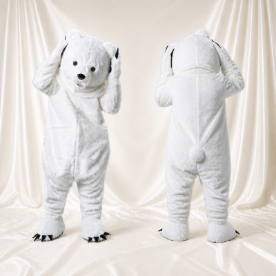 White Sculpted Fantasy Yeti Mascot Costume Full Body for Adults School Events