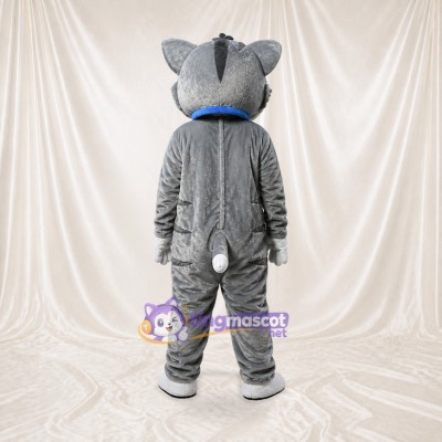 Gray Construction Cat Mascot Costume Full Body for Adults School Events