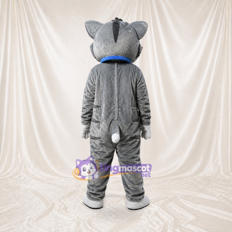 Gray Construction Cat Mascot Costume Full Body for Adults School Events