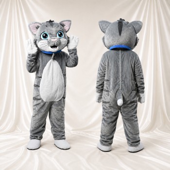 Chat de construction gris Costume de mascotte intégral pour adultes Événements scolaires