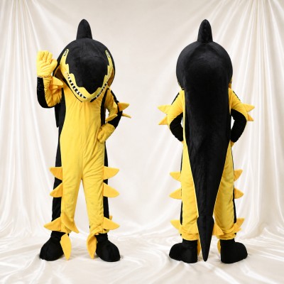 Yellow Shark Mascot Costume Full Body for Adults School Events