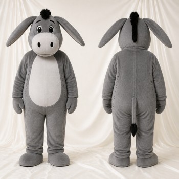Gray Donkey Mascot Costume Full Body for Adults School Events