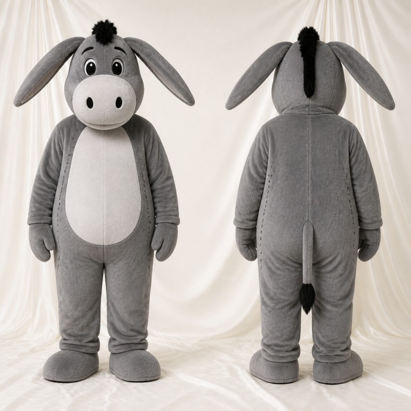 Gray Donkey Mascot Costume Full Body for Adults School Events