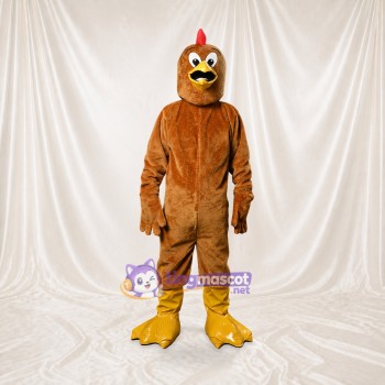 Brown Construction Chicken Mascot Costume Full Body for Adults School Events