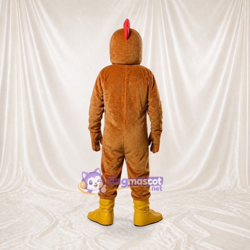 Brown Construction Chicken Mascot Costume Full Body for Adults School Events