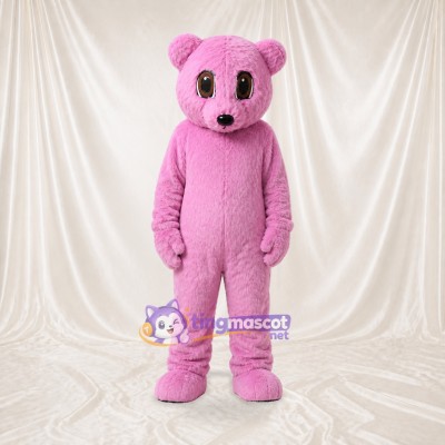 Pink Bear Mascot Costume Full Body for Adults School Events