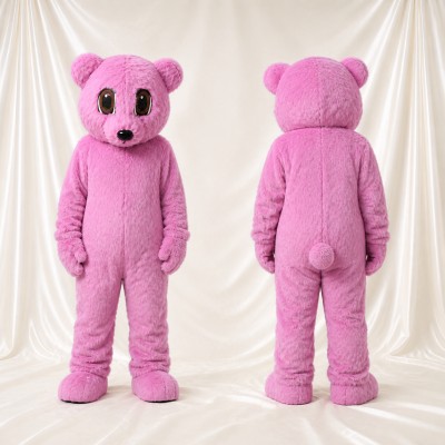 Pink Bear Mascot Costume Full Body for Adults School Events