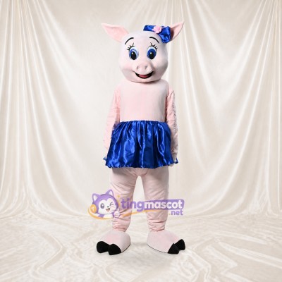 Pig Cheerleader Mascot Costume Full Body for Adults Sports Events