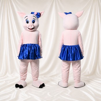 Pig Cheerleader Mascot Costume Full Body for Adults Sports Events