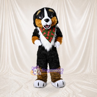 Black and Brown Dog Mascot Costume Full Body for Adults School Events