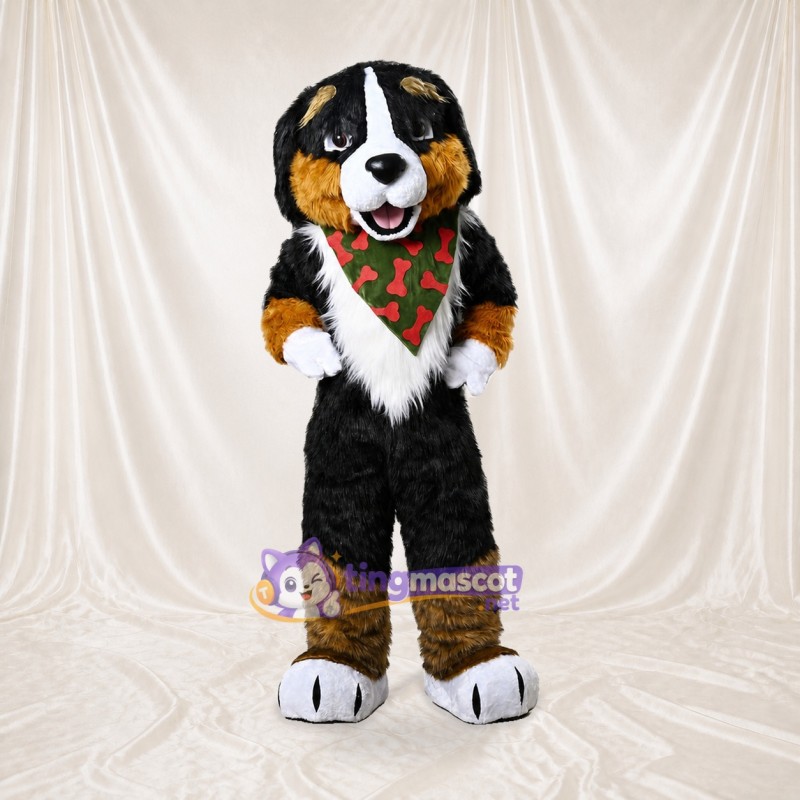 Black and Brown Dog Mascot Costume Full Body for Adults School Events