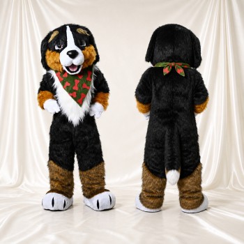 Black and Brown Dog Mascot Costume Full Body for Adults School Events