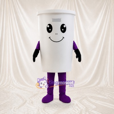 White Cup Character Mascot Costume Full Body for Adults Promotions