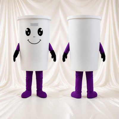 White Cup Character Mascot Costume Full Body for Adults Promotions