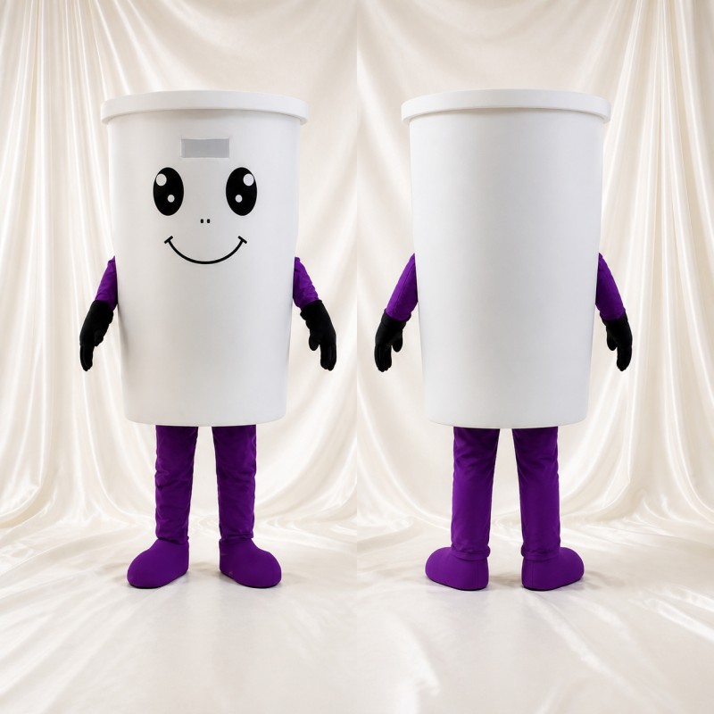 White Cup Character Mascot Costume Full Body for Adults Promotions