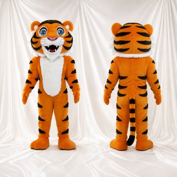 Orange Orange Und Schwarzer Tiger Maskottchenkostüm Ganzkörper für Erwachsene Schulveranstaltungen