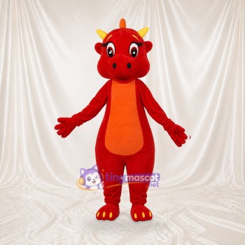 Dinosaure de Construction Rouge Costume de mascotte intégral pour adultes Événements scolaires