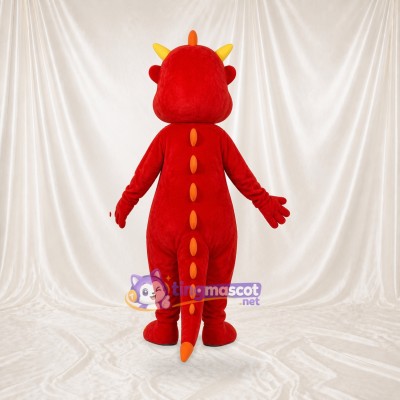 Red Construction Dinosaur Mascot Costume Full Body for Adults School Events