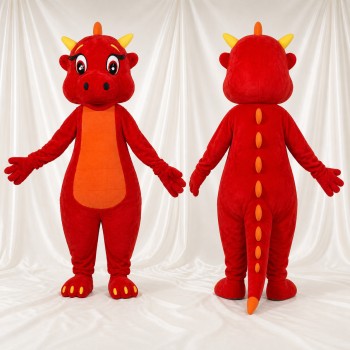 Dinosaure de Construction Rouge Costume de mascotte intégral pour adultes Événements scolaires