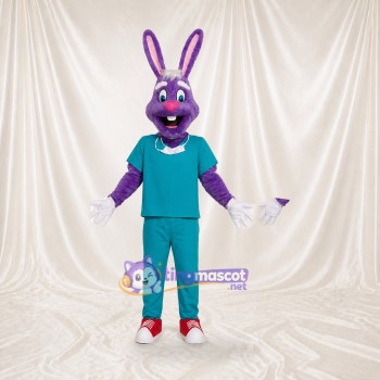 Purple Rabbit Athlete Mascot Costume Full Body for Adults Sports Events