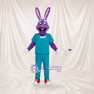 Purple Rabbit Athlete Mascot Costume Full Body for Adults Sports Events