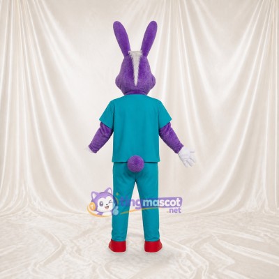 Purple Rabbit Athlete Mascot Costume Full Body for Adults Sports Events