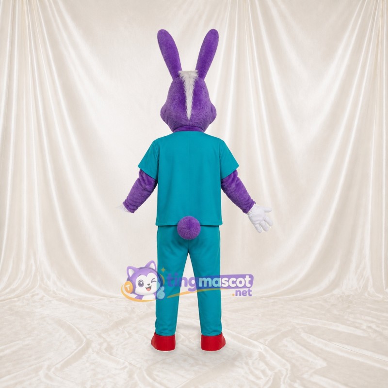 Purple Rabbit Athlete Mascot Costume Full Body for Adults Sports Events