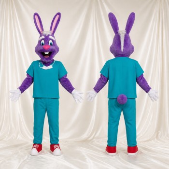 Purple Rabbit Athlete Mascot Costume Full Body for Adults Sports Events