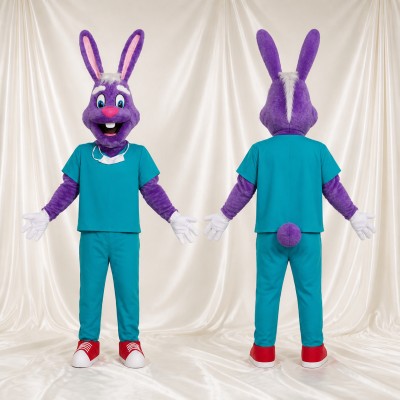 Purple Rabbit Athlete Mascot Costume Full Body for Adults Sports Events