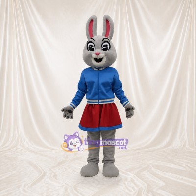 Gray Rabbit Cheerleader Mascot Costume Full Body for Adults Sports Events
