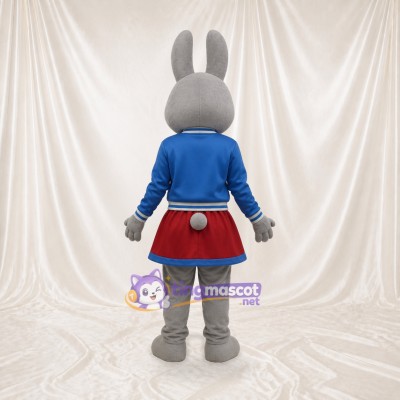 Gray Rabbit Cheerleader Mascot Costume Full Body for Adults Sports Events