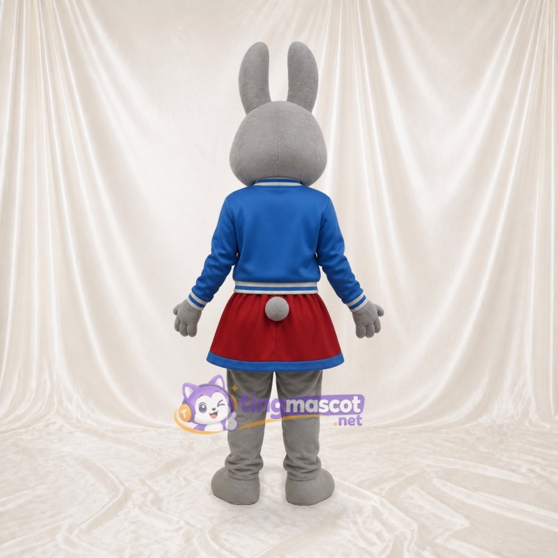 Gray Rabbit Cheerleader Mascot Costume Full Body for Adults Sports Events
