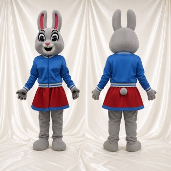 Gray Rabbit Cheerleader Mascot Costume Full Body for Adults Sports Events