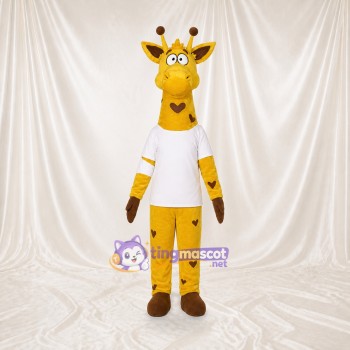 Yellow Construction Giraffe Mascot Costume Full Body for Adults School Events