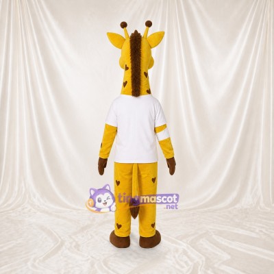 Yellow Construction Giraffe Mascot Costume Full Body for Adults School Events