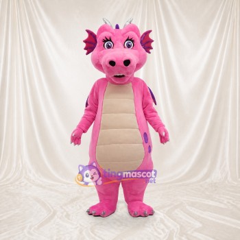 Dragon de construction Rose Costume de mascotte intégral pour adultes Événements scolaires