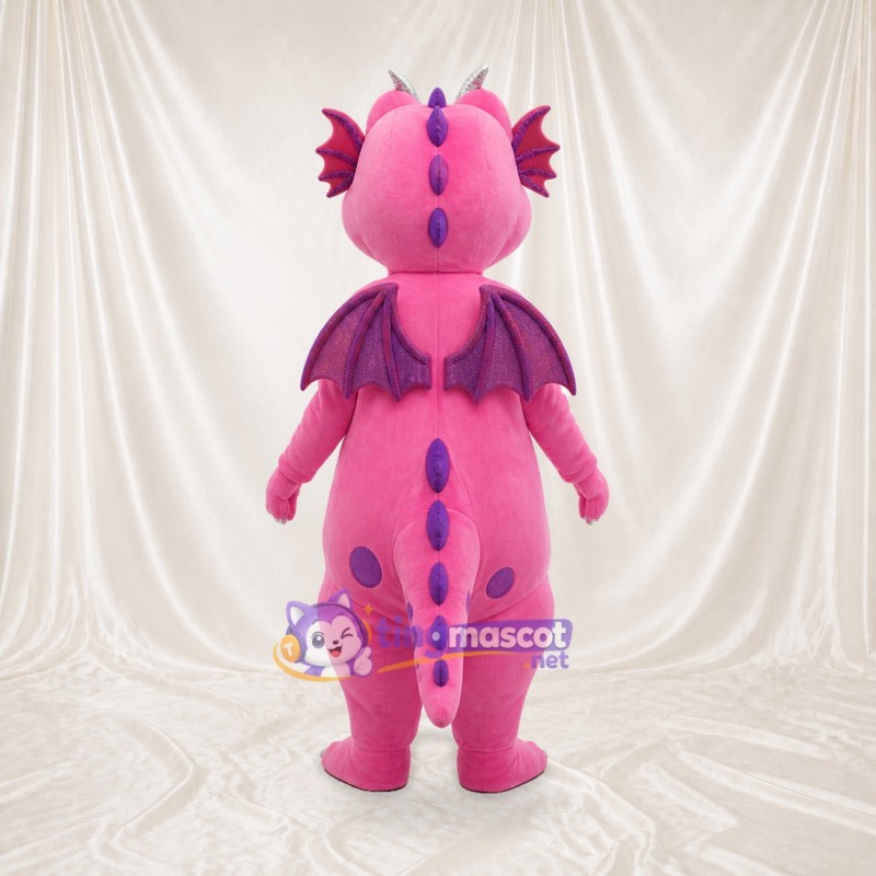 Pink Construction Dragon Mascot Costume Full Body for Adults School Events