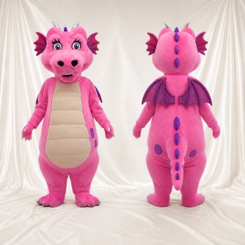 Dragon de construction Rose Costume de mascotte intégral pour adultes Événements scolaires