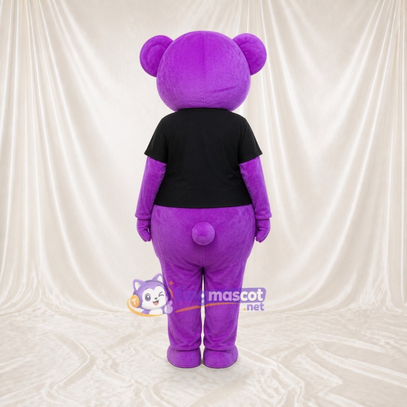 Purple Construction Bear Mascot Costume Full Body for Adults School Events