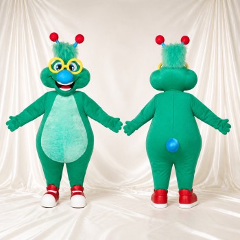 Green Sculpted Fantasy Alien Mascot Costume Full Body for Adults School Events