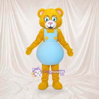 Yellow Construction Bear Mascot Costume Full Body for Adults School Events