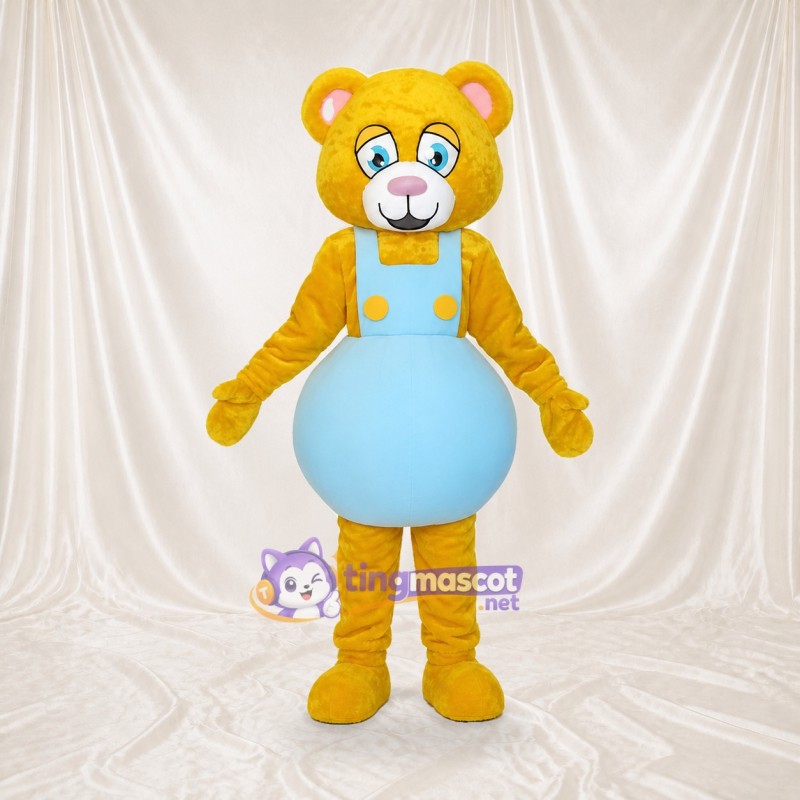 Yellow Construction Bear Mascot Costume Full Body for Adults School Events