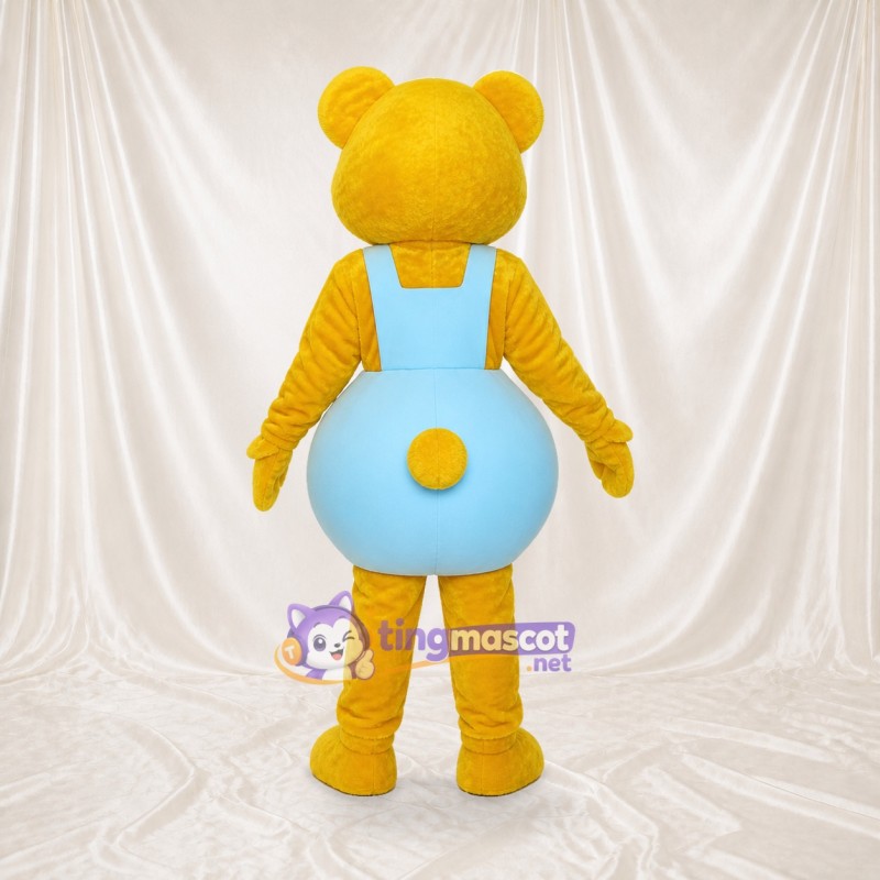 Yellow Construction Bear Mascot Costume Full Body for Adults School Events