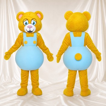 Ours de construction jaune Costume de mascotte intégral pour adultes Événements scolaires