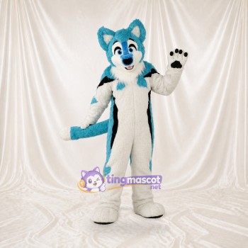 Blue Fox Mascot Costume Full Body for Adults School Events
