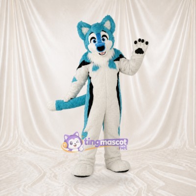 Blue Fox Mascot Costume Full Body for Adults School Events